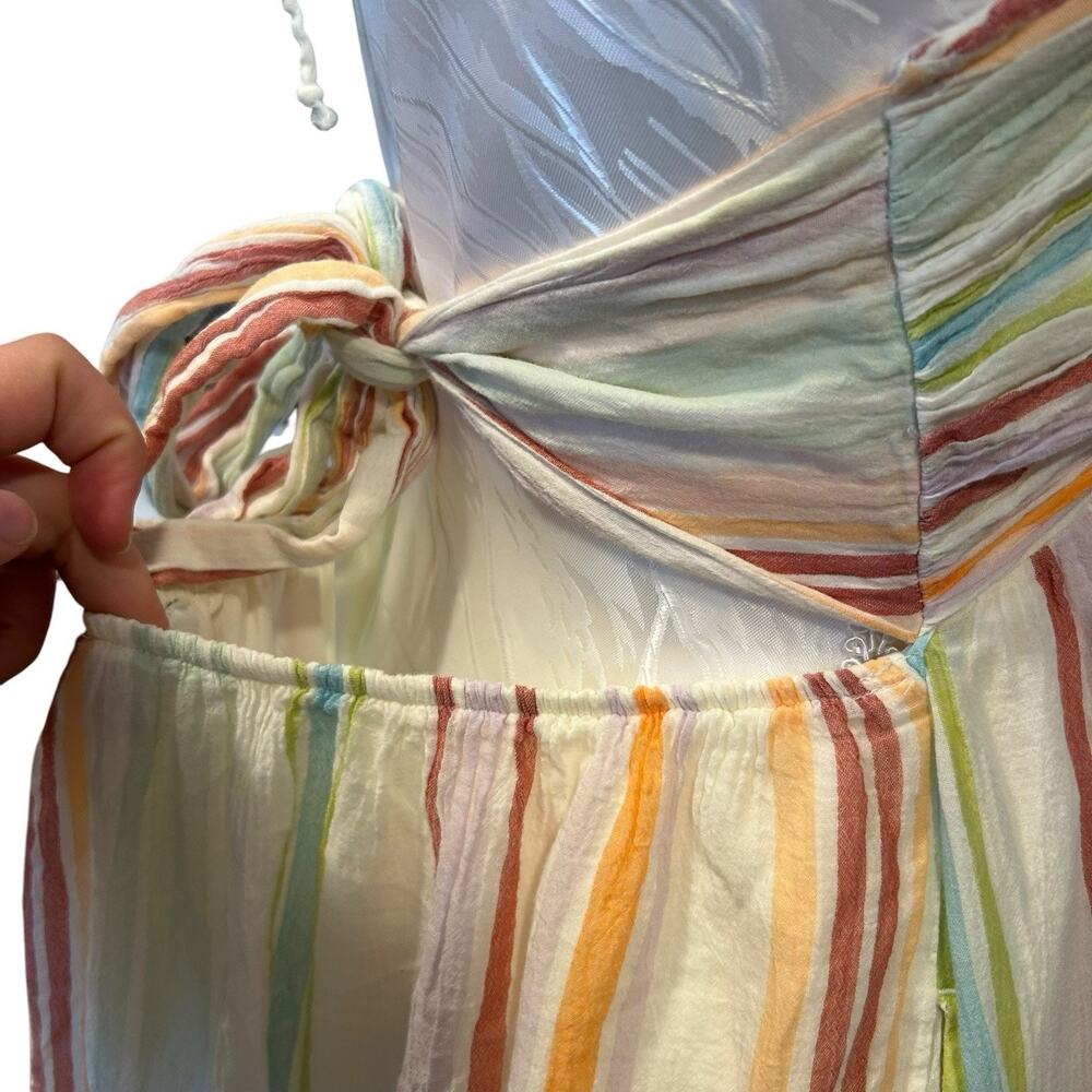 American Eagle Striped Halter Maxi Dress Medium Rainbow Resort - Picture 13 of 16